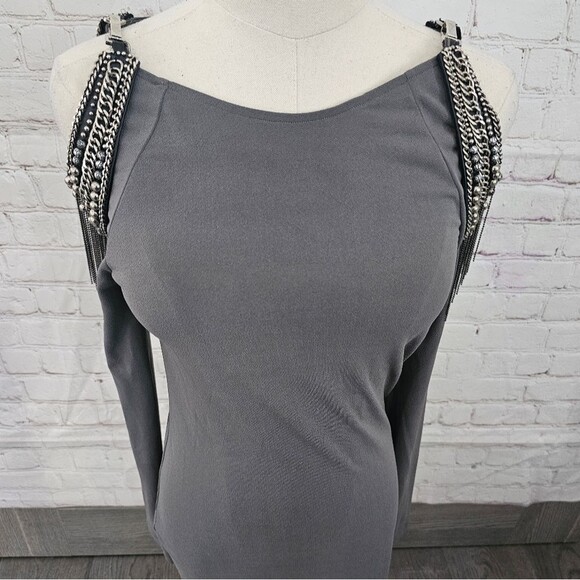 Alice+Olivia Embellished Cutout Shoulder Dress | Gray | Small | EUC - Picture 9 of 16